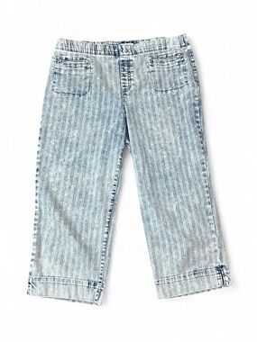 Westbound blue striped baggy Capri jeans Size 14